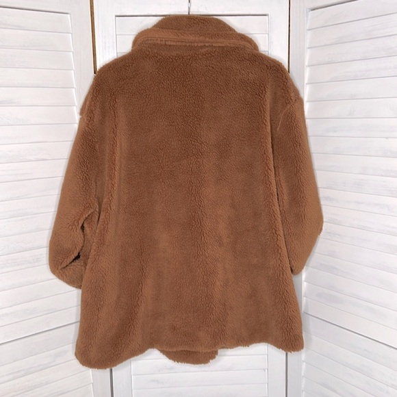 GAP l Sherpa Peacoat Jacket Holiday Brown Comfy Teddy Bear Fall Coat 2X Plu… - Picture 5 of 16